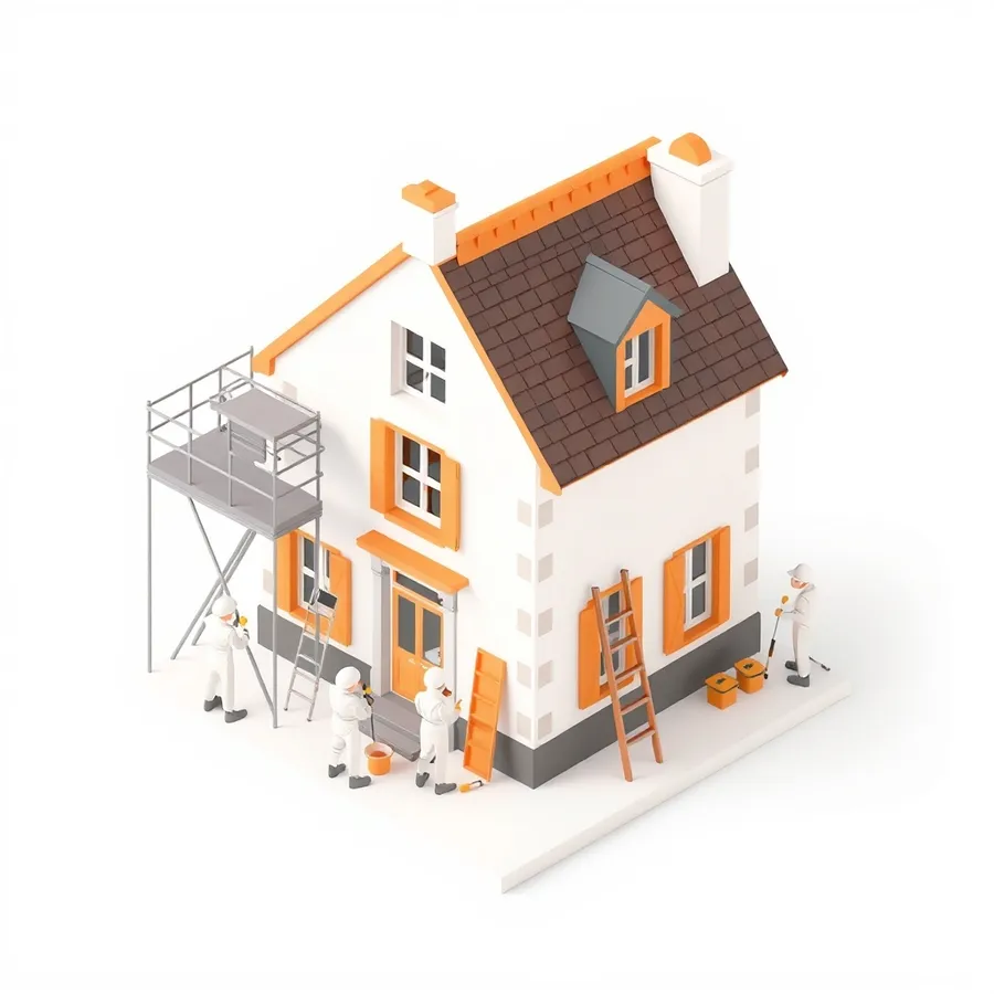 Travaux de peinture sur une maison dans l’Hérault — illustration